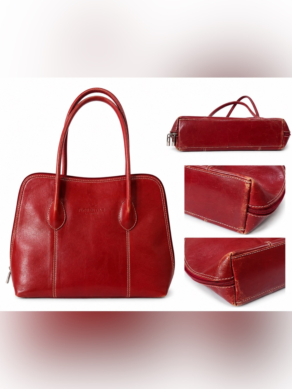 Florence Made in Italy Red Genuine Leather Handbag Purse